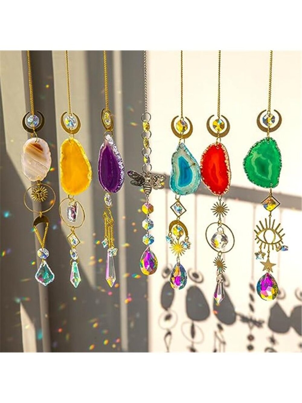 7 PCS Crystal Suncatcher, Hanging Suncatchers with Crystals Light, Sun Catchers